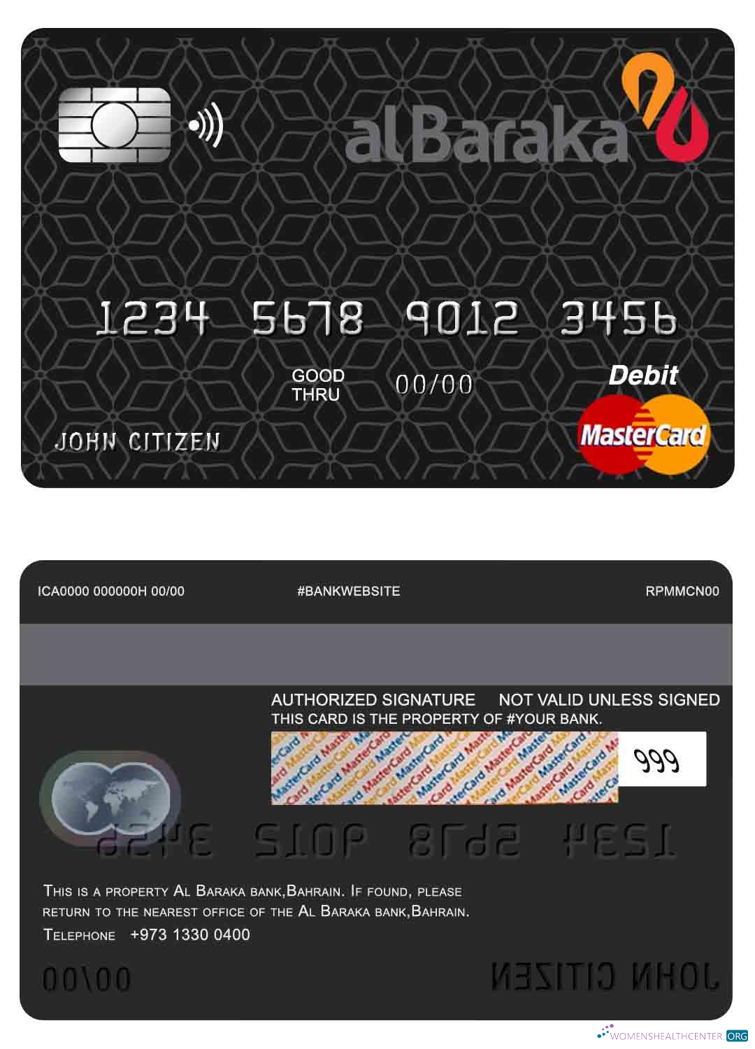 Download Bahrain Al Baraka bank mastercard Photoshop template